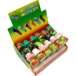 Silicone - Pipe - 3.5" - Metal Bowl and Cap- 24ct