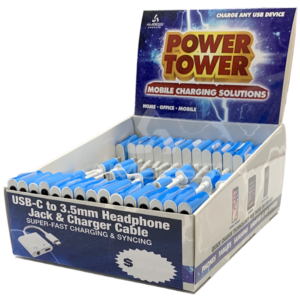 Mobile Accessories - USB-C to 3.5mm Headphone Jack & Charger Cable - 30ct Display