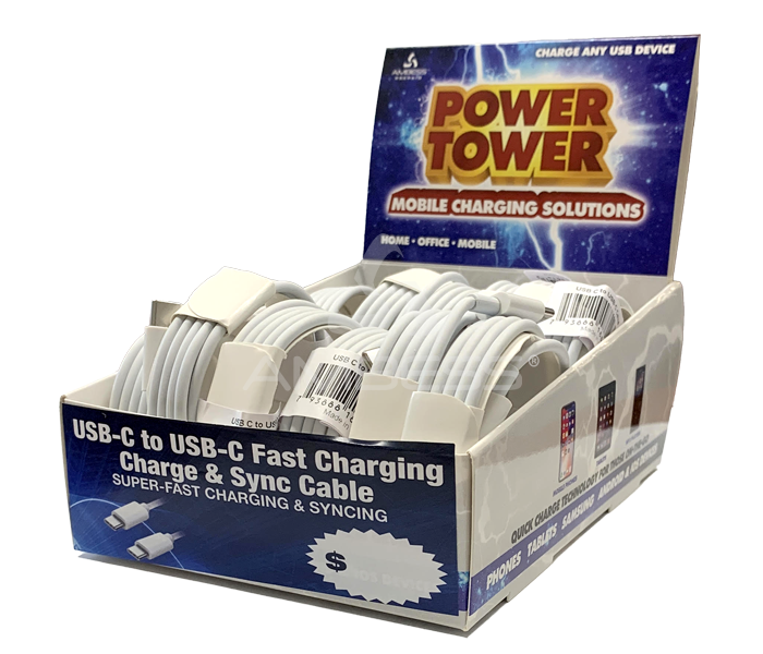 USB-C to USB-C Charge & Sync Cable - 3ft - 24ct Display