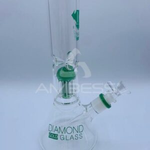 Diamond Glass Clear Mansion Water Pipe - 11" - 14mm - Female