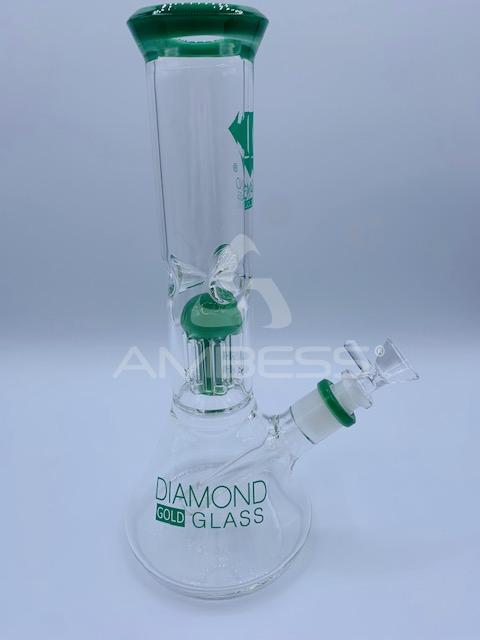 Diamond Glass Clear Mansion Water Pipe - 11" - 14mm - Female