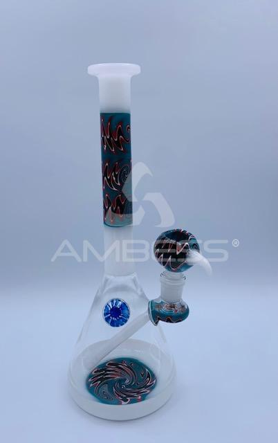 Worked Wig Wag Water Pipe - 10" - 14mm Female