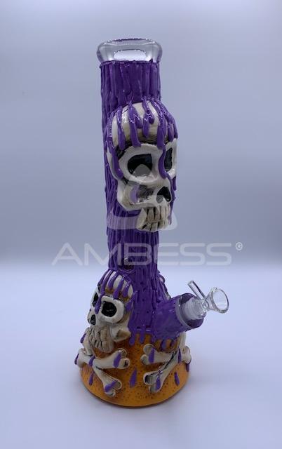 Skull & Bones 3D Painted Beaker Water Pipe - 14" - 14mm F