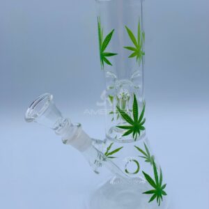 Habitual Hemp Leaf Beaker Water Pipe - 8" - 14mm F