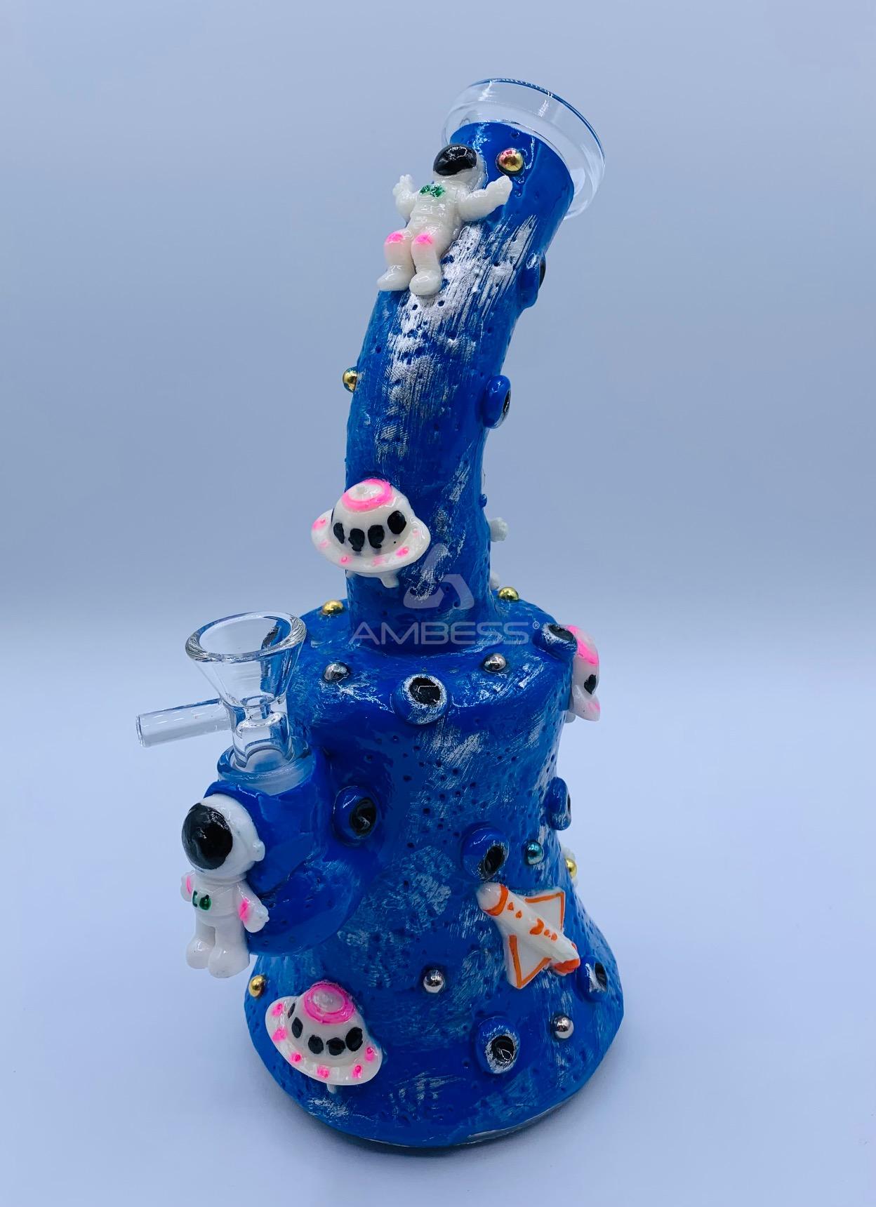 Water Pipe - 3D Painted Astronauts - Glass - 14mm F - 9.5"