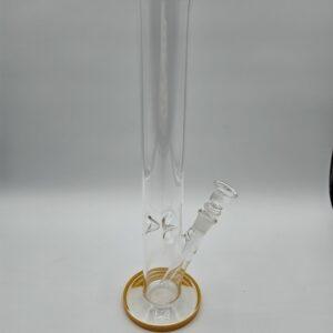 Clear 11" Water Pipe with Orange Mouthpiece and Base