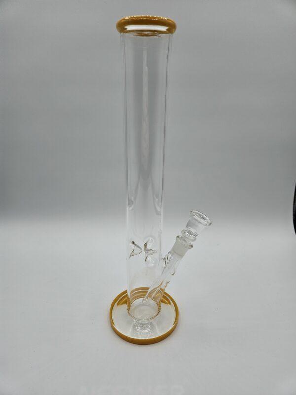 Clear 11" Water Pipe with Orange Mouthpiece and Base